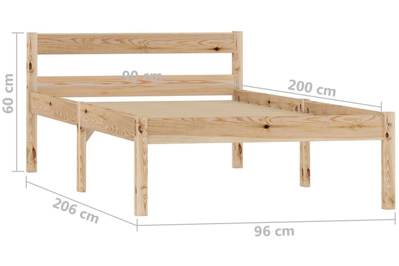 Sängram massiv furu 90x200 cm - Brun - Möbler - Sovrum - Sängram & sängstomme