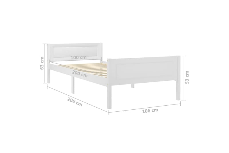 Sängram massiv furu vit 100x200 cm - Vit - Möbler - Sovrum - Sängram & sängstomme