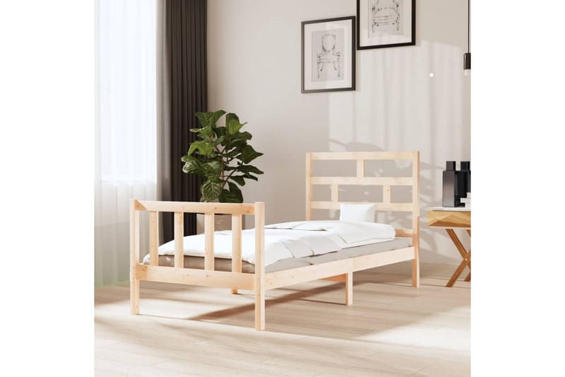 Sängram massivt furu 100x200 cm enkelsäng - Brun - Möbler - Sovrum - Sängram & sängstomme