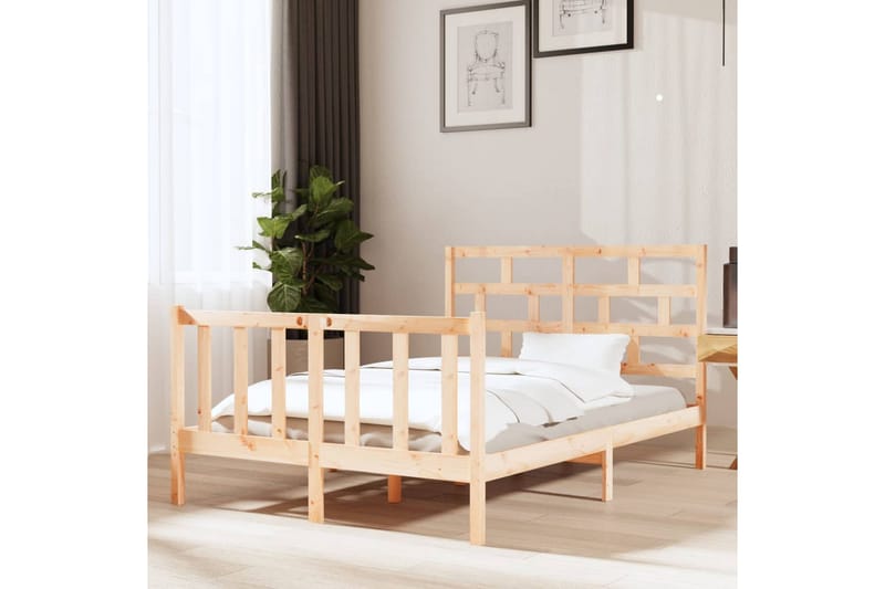 Sängram massivt furu 120x190 cm - Brun - Möbler - Sovrum - Sängram & sängstomme