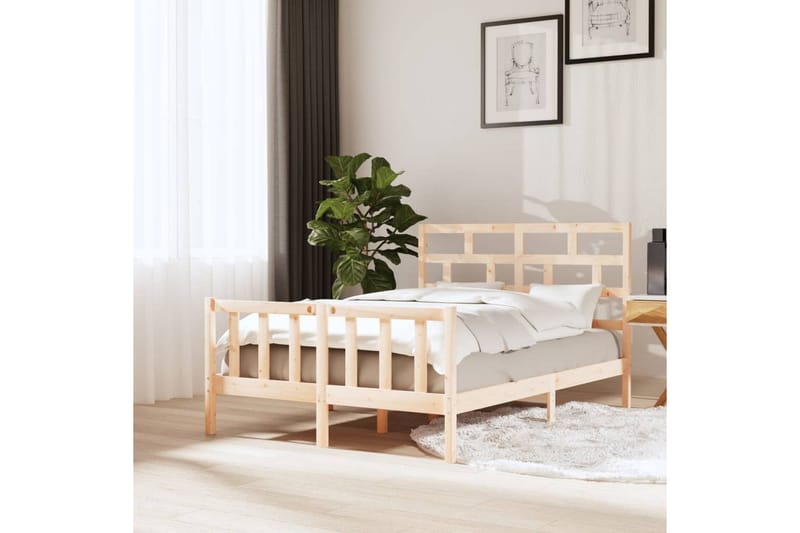Sängram massivt furu 120x200 cm - Brun - Möbler - Sovrum - Sängram & sängstomme