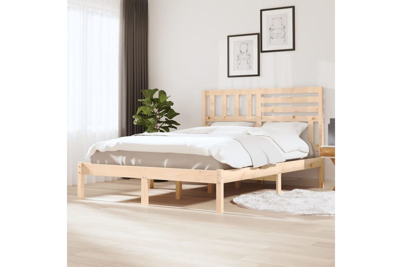 Sängram massivt furu 160x200 cm - Brun - Möbler - Sovrum - Sängram & sängstomme