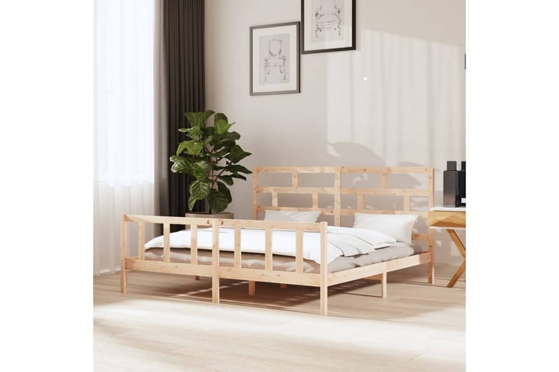 Sängram massivt furu 200x200 cm - Brun - Möbler - Sovrum - Sängram & sängstomme