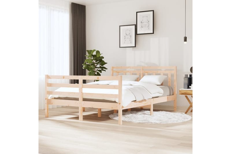 Sängram massivt trä 135x190 cm 4FT6 - Brun - Möbler - Sovrum - Sängram & sängstomme