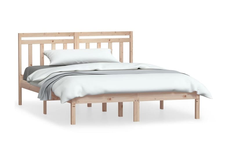 Sängram massivt trä 135x190 cm dubbelsäng - Brun - Sängram & sängstomme