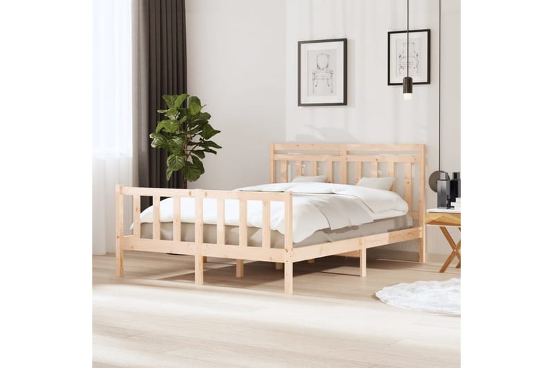 Sängram massivt trä 150x200 cm - Brun - Möbler - Sovrum - Sängram & sängstomme