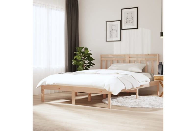 Sängram massivt trä 150x200 cm - Brun - Möbler - Sovrum - Sängram & sängstomme