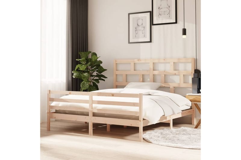 Sängram massivt trä 180x200 cm - Brun - Möbler - Sovrum - Sängram & sängstomme