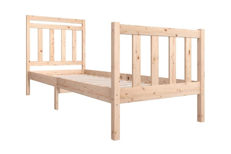 Sängram massivt trä 75x190 cm liten enkelsäng - Brun - Möbler - Sovrum - Sängram & sängstomme