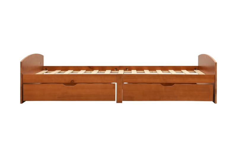 Sängram med 2 lådor honungsbrun massiv furu 90x200 cm - Brun - Möbler - Sovrum - Sängram & sängstomme