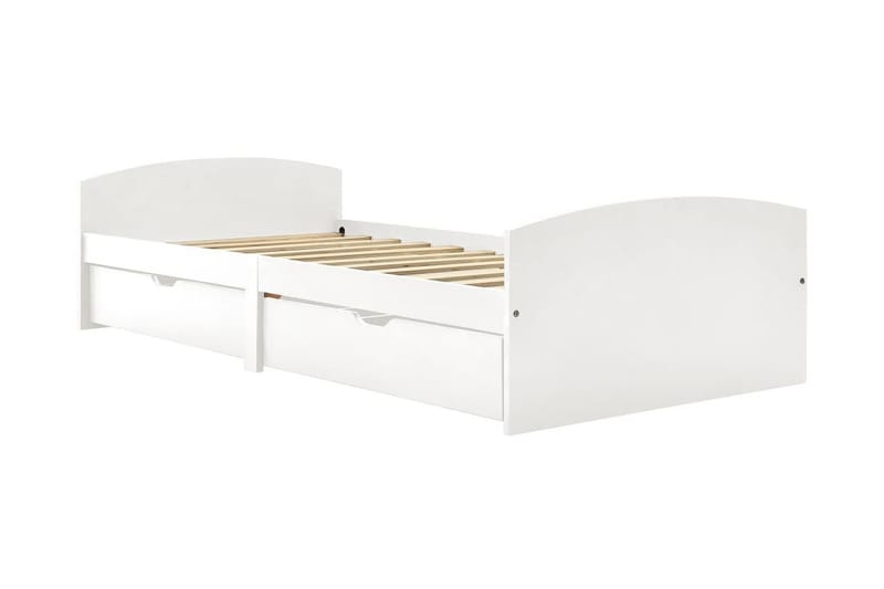 Sängram med 2 lådor vit massiv furu 90x200 cm - Vit - Möbler - Sovrum - Sängram & sängstomme