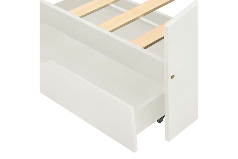 Sängram med 2 lådor vit massiv furu 90x200 cm - Vit - Möbler - Sovrum - Sängram & sängstomme