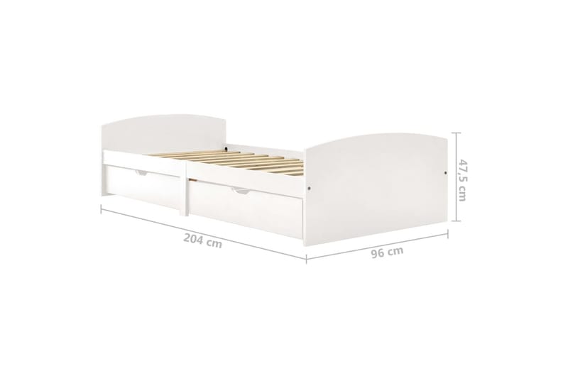 Sängram med 2 lådor vit massiv furu 90x200 cm - Vit - Möbler - Sovrum - Sängram & sängstomme