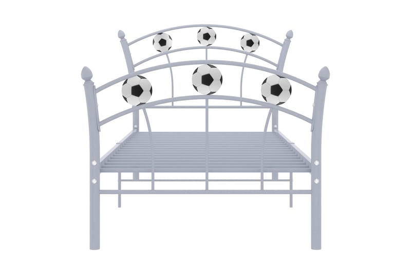 Sängram med fotbollsdesign grå metall 90x200 cm - Grå - Möbler - Sovrum - Sängram & sängstomme