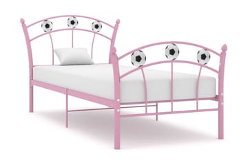 Sängram med fotbollsdesign rosa metall 90x200 cm