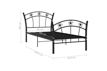 Sängram med fotbollsdesign svart metall 90x200 cm - Svart - Möbler - Sovrum - Sängram & sängstomme