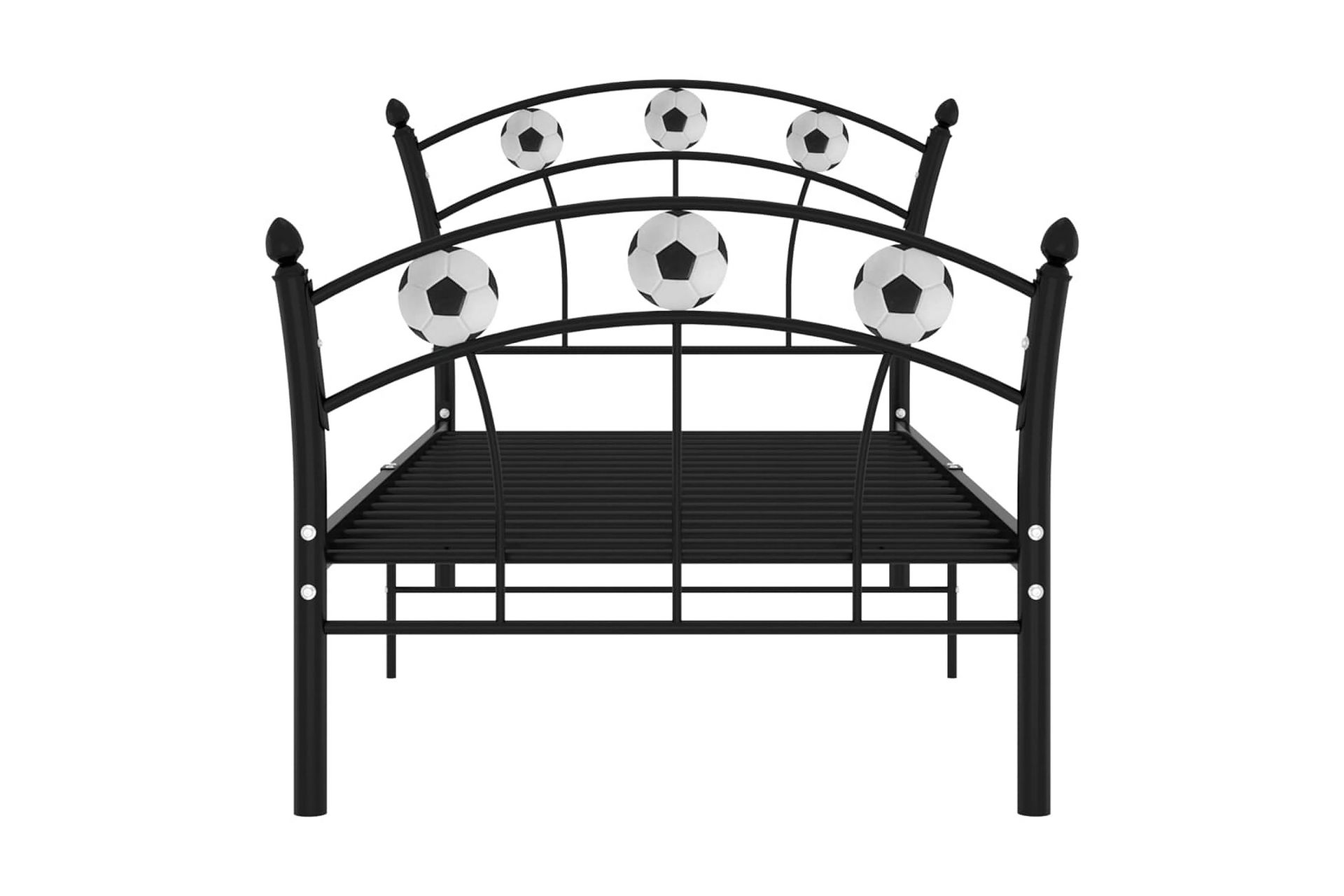 Sängram med fotbollsdesign svart metall 90x200 cm - Svart - Möbler - Sovrum - Sängram & sängstomme