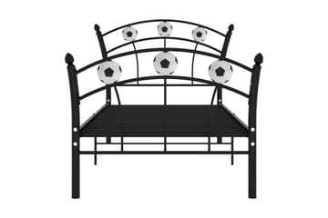 Sängram med fotbollsdesign svart metall 90x200 cm - Svart - Möbler - Sovrum - Sängram & sängstomme