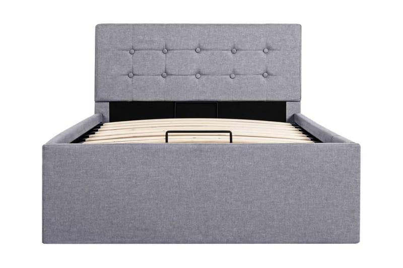 Sängram med hydraulisk förvaring ljusgrå tyg 100x200 cm - Grå - Sängram & sängstomme