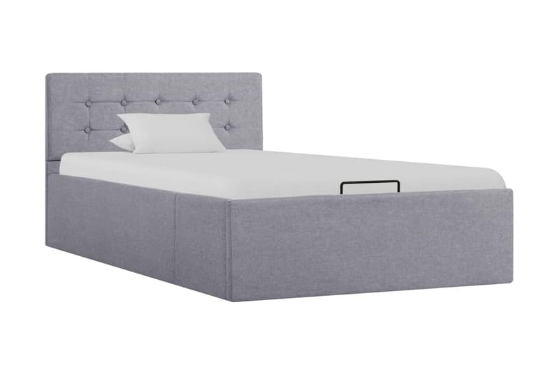 Sängram med hydraulisk förvaring ljusgrå tyg 90x200 cm - Grå - Möbler - Sovrum - Sängram & sängstomme