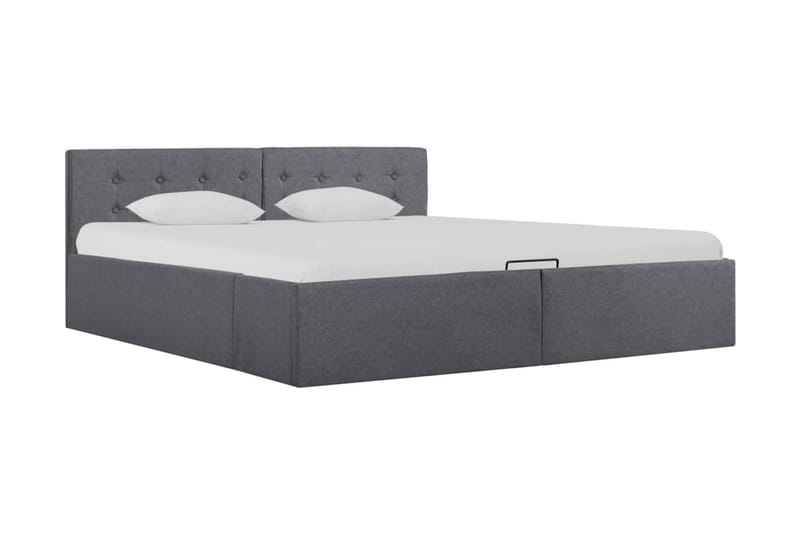 Sängram med hydraulisk förvaring mörkgrå tyg 160x200 cm - Grå - Möbler - Sovrum - Sängram & sängstomme