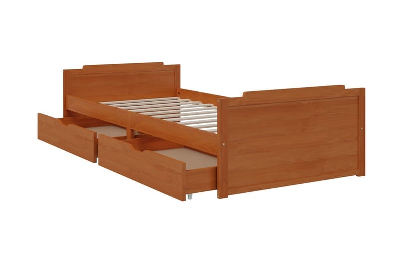 Sängram med lådor honungsbrun massiv furu 90x200 cm - Honung - Möbler - Sovrum - Sängram & sängstomme
