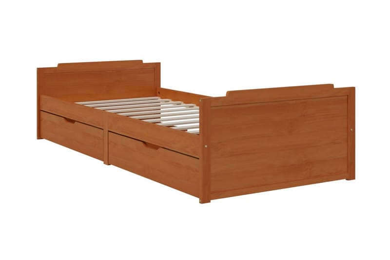 Sängram med lådor honungsbrun massiv furu 90x200 cm - Honung - Möbler - Sovrum - Sängram & sängstomme