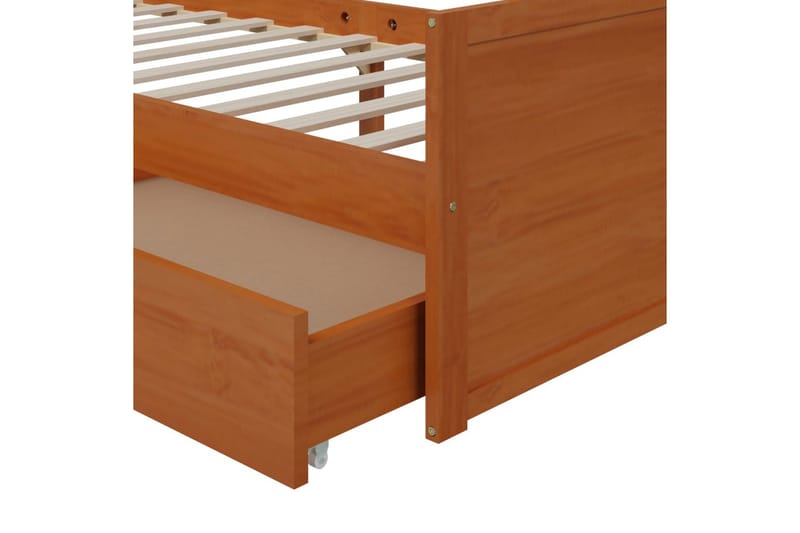 Sängram med lådor honungsbrun massiv furu 90x200 cm - Honung - Möbler - Sovrum - Sängram & sängstomme