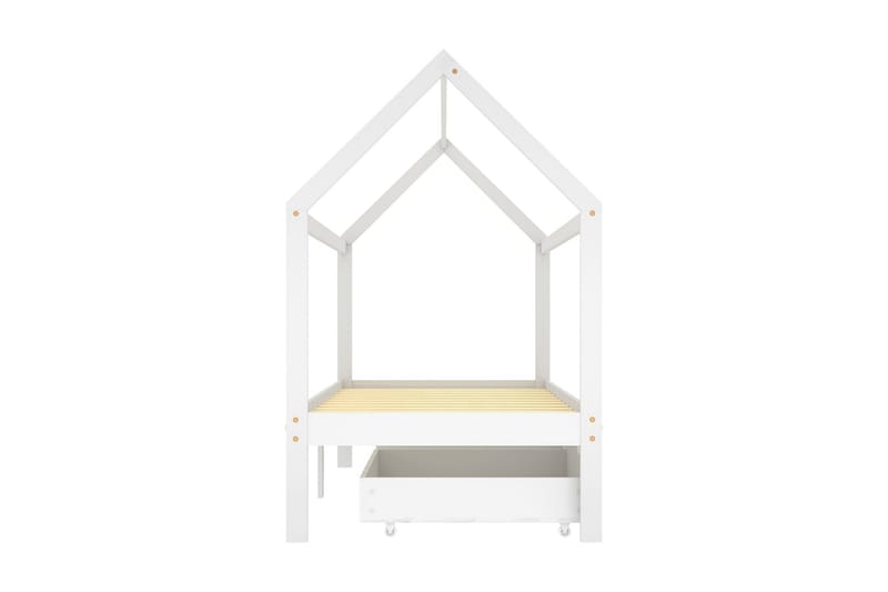 Sängram med lådor vit massiv furu 90x200 cm - Vit - Möbler - Sovrum - Sängram & sängstomme