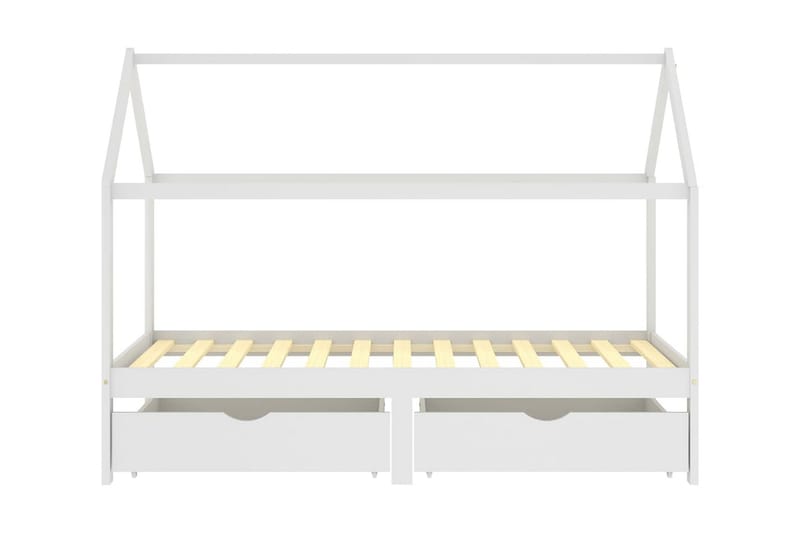 Sängram med lådor vit massiv furu 90x200 cm - Vit - Möbler - Sovrum - Sängram & sängstomme
