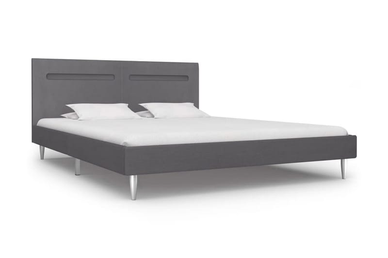 Sängram med LED grå tyg 180x200 cm - Grå - Sängram & sängstomme