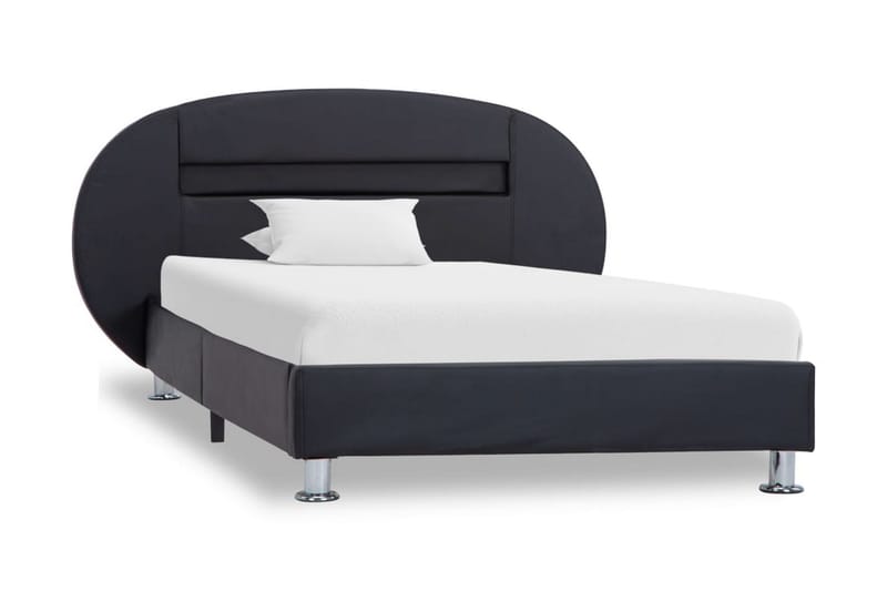 Sängram med LED svart konstläder 90x200 cm - Svart - Möbler - Sovrum - Sängram & sängstomme