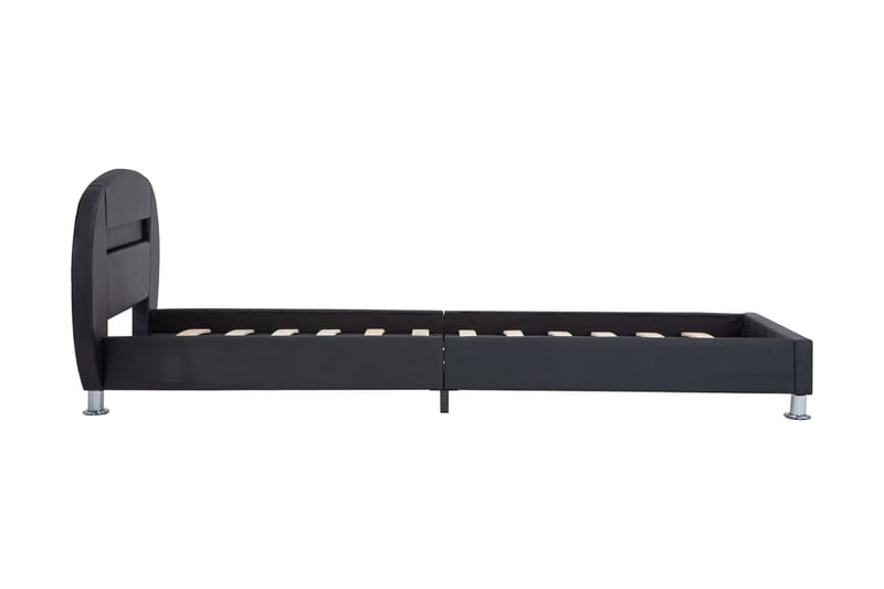 Sängram med LED svart konstläder 90x200 cm - Svart - Möbler - Sovrum - Sängram & sängstomme