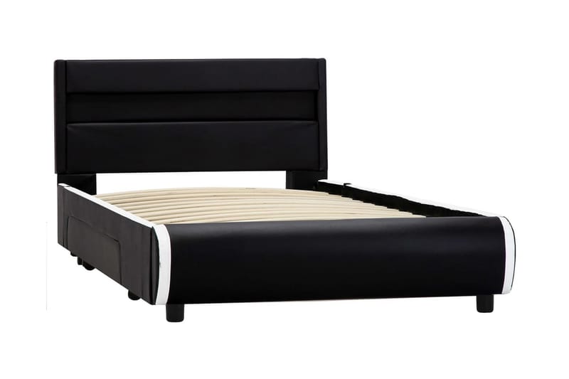 Sängram med LED svart konstläder 90x200 cm - Svart - Möbler - Sovrum - Sängram & sängstomme