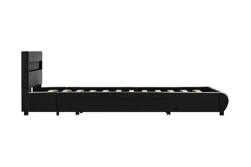 Sängram med LED svart konstläder 90x200 cm - Svart - Möbler - Sovrum - Sängram & sängstomme