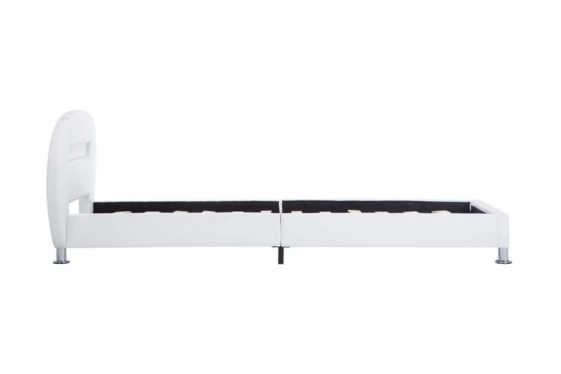 Sängram med LED vit konstläder 100x200 cm - Vit - Möbler - Sovrum - Sängram & sängstomme