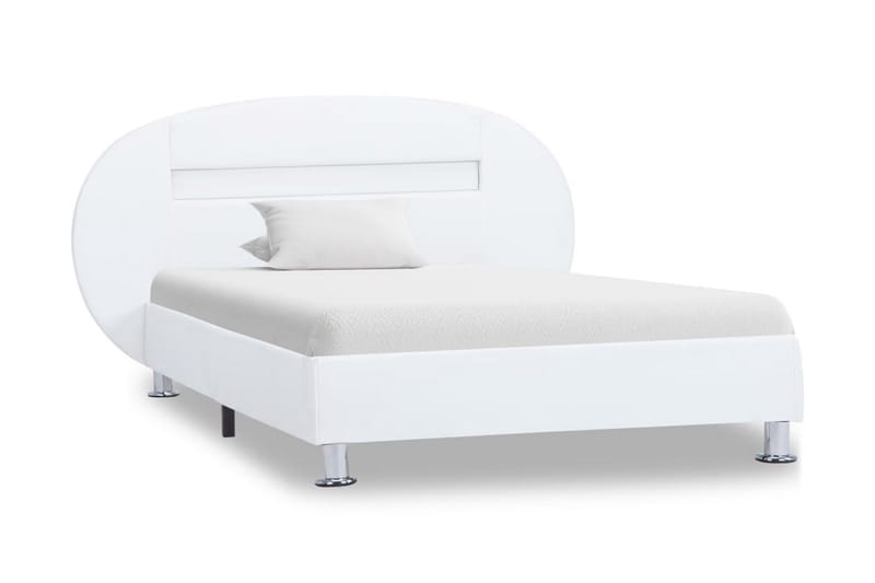Sängram med LED vit konstläder 100x200 cm - Vit - Möbler - Sovrum - Sängram & sängstomme