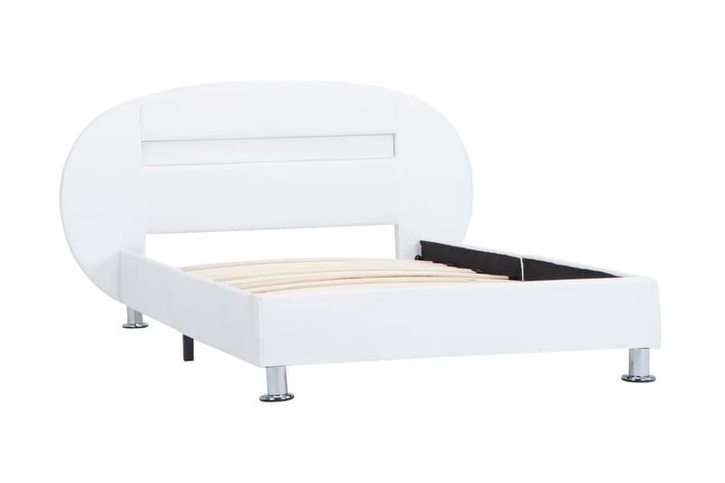 Sängram med LED vit konstläder 100x200 cm - Vit - Möbler - Sovrum - Sängram & sängstomme