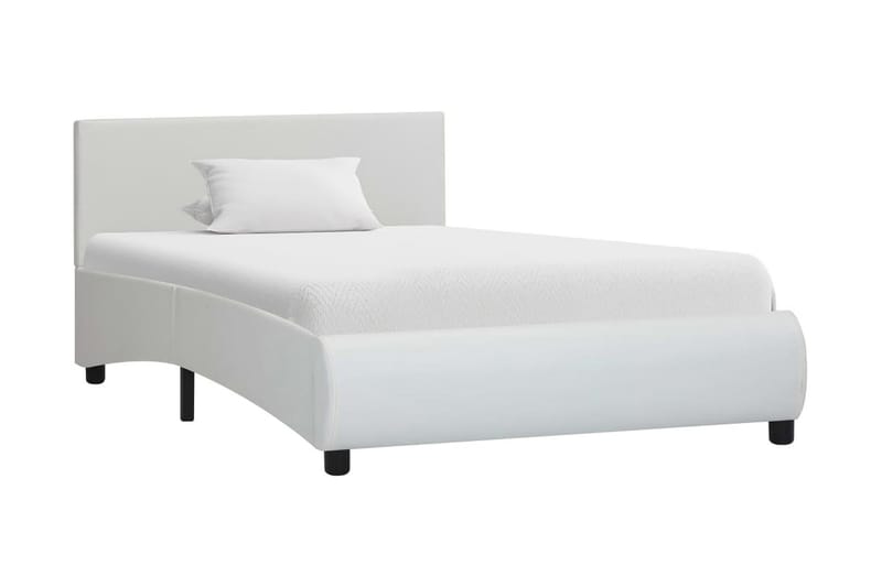Sängram med LED vit konstläder 100x200 cm - Vit - Möbler - Sovrum - Sängram & sängstomme