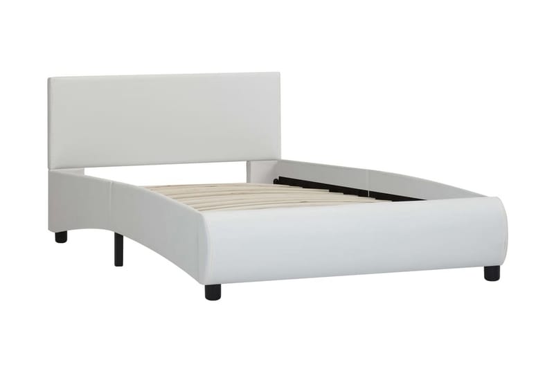 Sängram med LED vit konstläder 100x200 cm - Vit - Möbler - Sovrum - Sängram & sängstomme