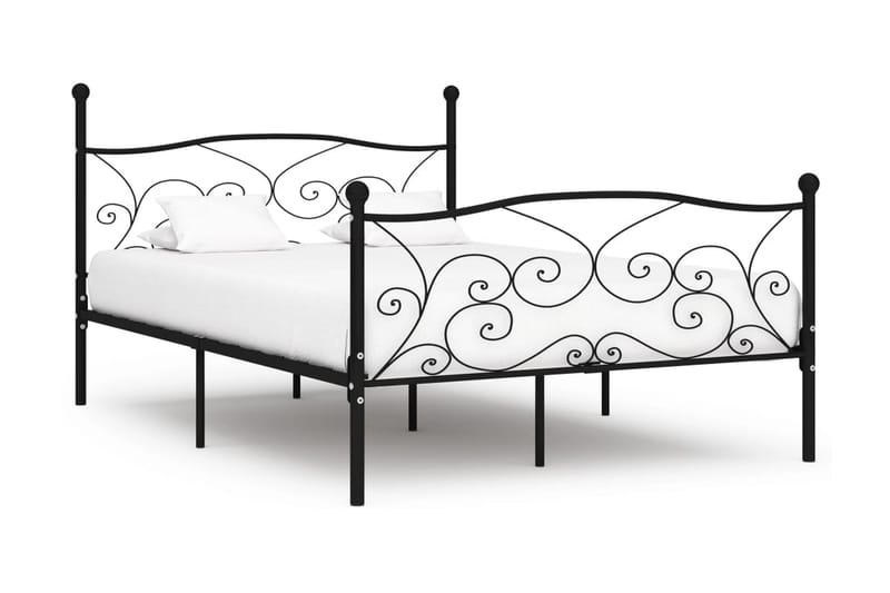 Sängram med ribbotten metall 160x200 cm - Svart - Sängram & sängstomme