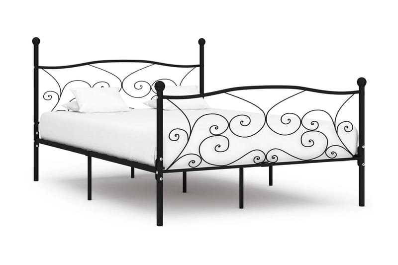 Sängram med ribbotten svart metall 140x200 cm - Svart - Möbler - Sovrum - Sängram & sängstomme