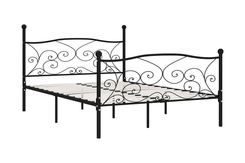 Sängram med ribbotten svart metall 140x200 cm - Svart - Möbler - Sovrum - Sängram & sängstomme