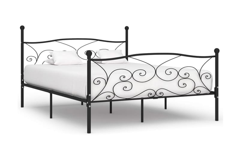 Sängram med ribbotten svart metall 180x200 cm - Svart - Möbler - Sovrum - Sängram & sängstomme