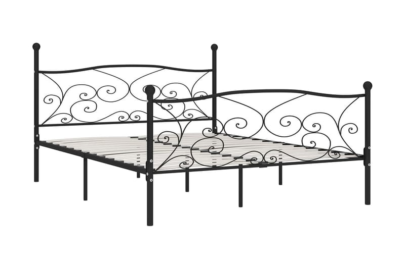 Sängram med ribbotten svart metall 180x200 cm - Svart - Möbler - Sovrum - Sängram & sängstomme
