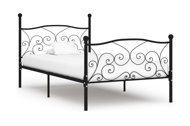 Sängram med ribbotten svart metall 90x200 cm - Svart - Sängram & sängstomme