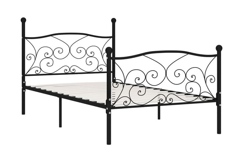 Sängram med ribbotten svart metall 90x200 cm - Svart - Möbler - Sovrum - Sängram & sängstomme