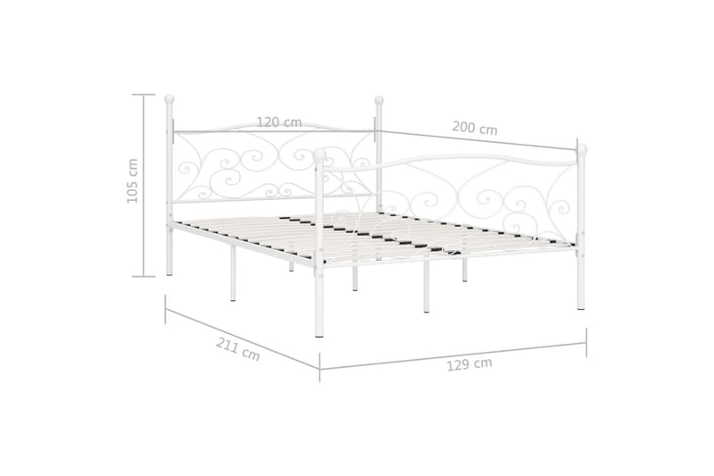 Sängram med ribbotten vit metall 120x200 cm - Vit - Möbler - Sovrum - Sängram & sängstomme