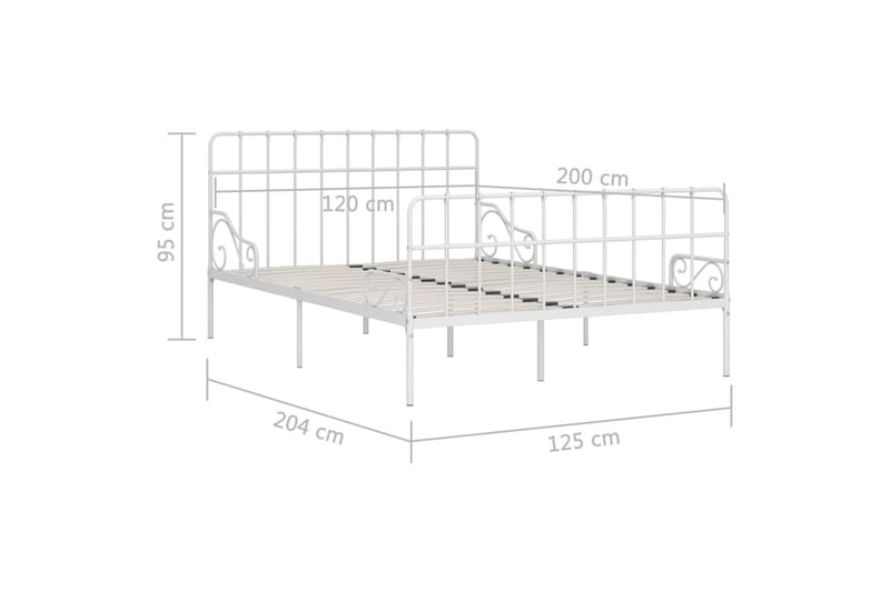 Sängram med ribbotten vit metall 120x200 cm - Vit - Möbler - Sovrum - Sängram & sängstomme