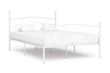 Sängram med ribbotten vit metall 140x200 cm